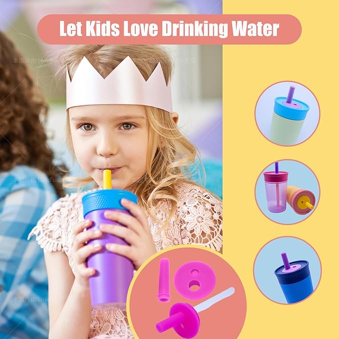 2Pack Silicone Straw Replacement for Owala Water Bottle & Tumbler,Leak-Proof Food Grade Kids Straw,Removable Replacement Lid Part,Dish Washer Safe,Make Kids Love Driking