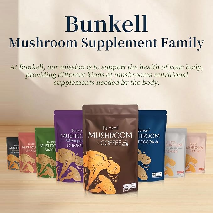 Mushroom Coffee, Adaptogenic 6 Mushrooms with Lion's Mane, Reishi, Cordyceps, Shiitake, King Trumpet & Turkey Tail, Instant Coffee Powder for Energy, Digestion & Immune Support, 30 Servings