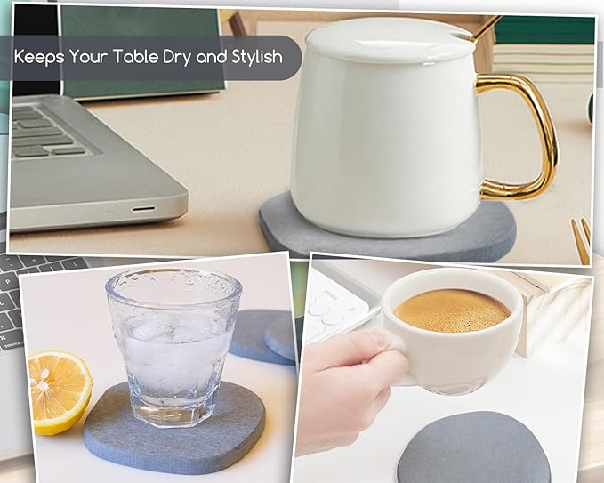 Diatomaceous Earth Coasters,3.9"x3.9", Quick-Dry, Absorbent, Heat-Resistant, Modern Stone Design, Dark Gray, Irregular Shape (2, Grey)