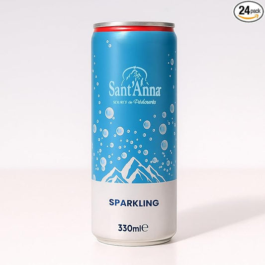 Sant'Anna Sparkling Natural Mineral Water, 11.16 Fl Oz (24-Pack) | Pure French Pyrenees Mountain-Fresh Drinking Water | Natural Functional Drink | Sodium-Free Mineral in Cans