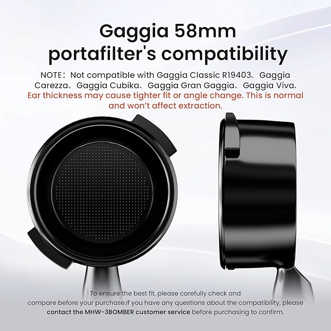 MHW-3BOMBER 58mm Bottomless Portafilter Fits Gaggia Espresso Coffee Machines, 2 Ears Flat Naked Portafilter with Precision Filter Basket, Full Metal Body, Astra Collection BP7036G-OS
