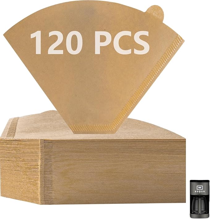 120 Count Cone Coffee Filters Compatible with Cuisinart, Replacement Paper Coffee Filters 12 Cup, No Blowout, Disposable, Unbleached Paper Filter, Easy to Clean, Perfect for Drip Coffeemaker