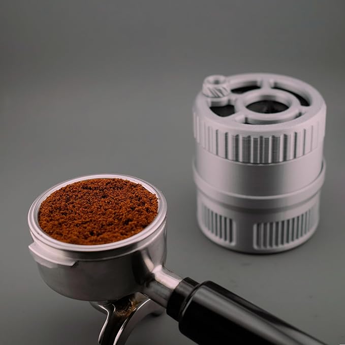 Spirographic Planetary Gear Spinning Espresso WDT Tool, Espresso Needle Stirrer, Espresso Distribution Tool For 58/54/53/51MM Portafilter Baskets (Silver and Black, 51mm)