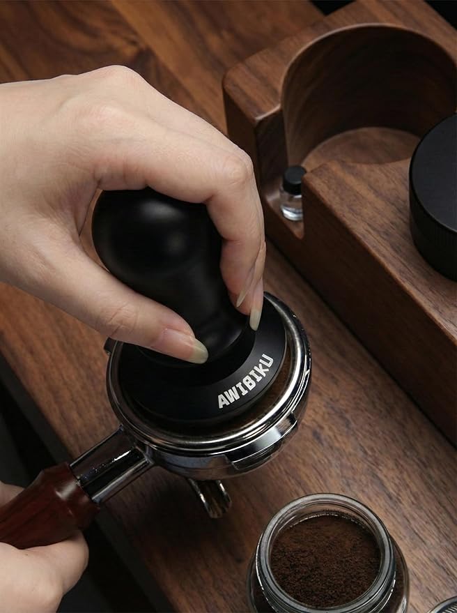 53.3mm Espresso Tamper Set – 30lb Calibrated Spring-Loaded Coffee Tamper with Click Feedback, 4-Leaf Leveler, 316 Stainless Steel Puck Screen Anti-Slip Mats for 54mm Portafilter