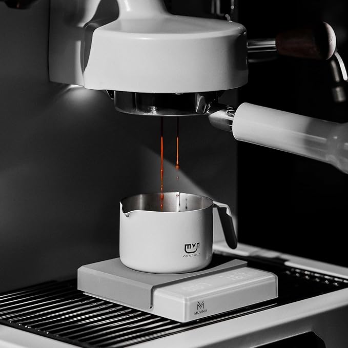 Espresso Measuring Cup with Handle – 3oz Espresso Shot Cup for Coffee Bar Accessories, 304 Stainless Steel Pouring Cups, Small Metal Coffee Cup for Home (White)