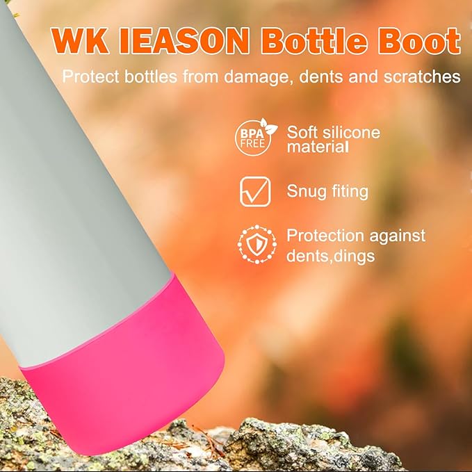 WK IEASON 2Pcs Silicone Boot for Owala Water Bottle, Protective Flask Bottom Cover Base for Owala FreeSip Twist and Flip Flask Water Bottle Accessories-3.56inch Bottom Diameter