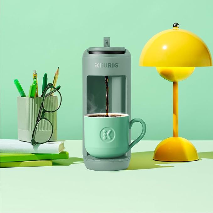 Keurig K-Mini Mate Single Serve K-Cup Pod Coffee Maker, Brews Up to 12 oz Cup, Compact Portable Coffee Machine for Small Spaces, Great for Dorms & Offices, Glamping Green