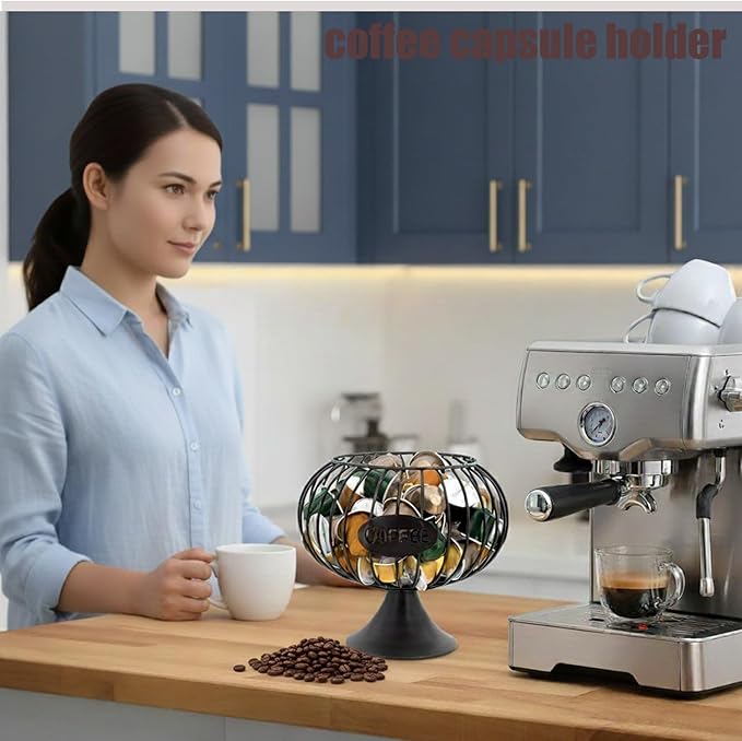 Coffee Creamer Holder Large Capacity Holder for k Holder Organizer for Counter - Coffee Decor Station for Pods, Espresso, Capsules, Creamer, (Black-DD)
