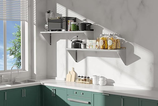 2 Pack Stainless Steel Shelf 12"x48" 320LB, Commercial Wall Mounted Metal Shelving for Home Kitchen, Restaurant