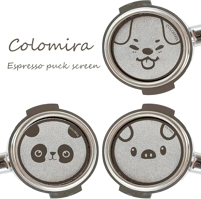 58.5mm Espresso Puck Screen 3-Pack, Lower Shower Screen, Metal Coffee Reusable Filter for 58mm Espresso Portafilter Basket, 1.7 Thickness - 316 Stainless Steel(Cute Animal)