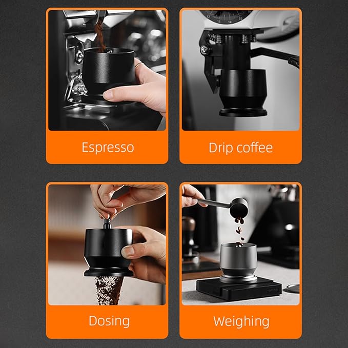Aluminium Alloy Coffee Dosing Cup with Distribution Tool, Coffee Powder Receiver, Blinds Shaker for Portafilter