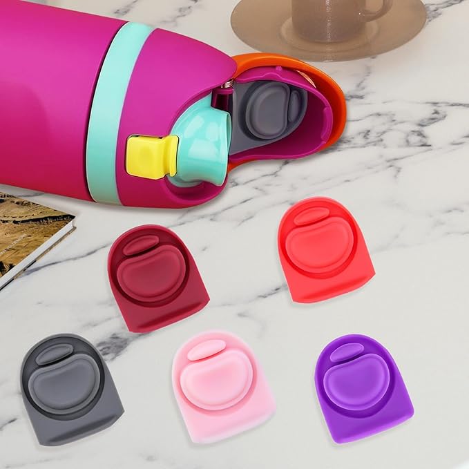 Rubber Seal Replacement Stopper Compatible with Owala Freesip16/19/24/32/40oz Spout Lid,5 Pcs Water Bottle Gasket Silicone Cap Insert Gasket Stopper Replacement Parts Accessories (5 Colors 3)