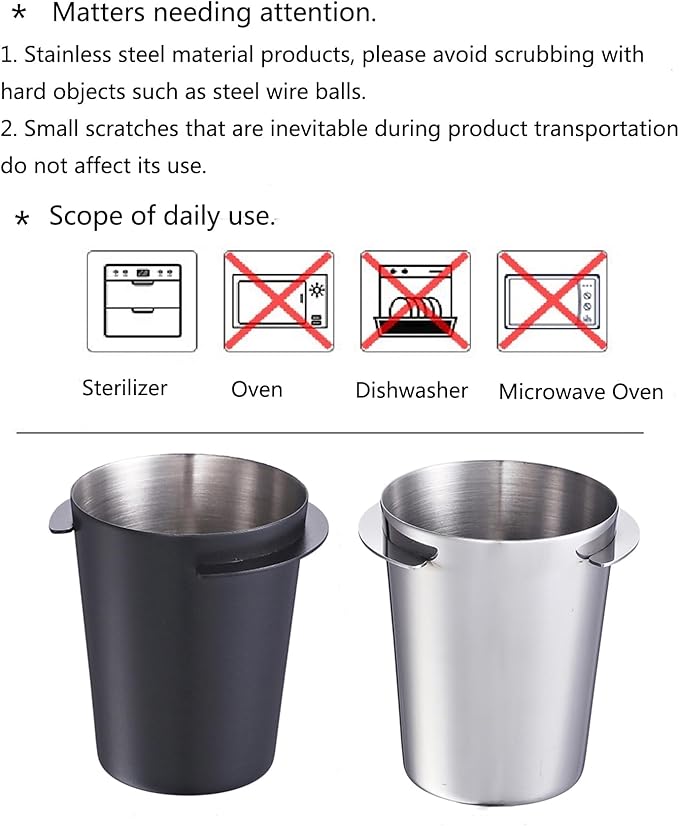 2 Pack Dosing Cup, 50ml 58mm Stainless Steel Hands Coffee Dosing Cup for Portafilter Espresso Coffee Machine Accessories, Milk Tea Coffee Powder Feeder Powder Cups Part tool
