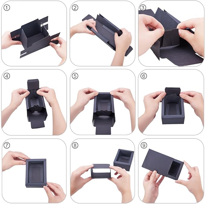 BENECREAT 16 Pack Kraft Paper Drawer Box 6x3x1.5 Festival Gift Wrapping Boxes Soap Jewelry Wedding Party Favors, Christmas, Festival Gift Packaging - Black