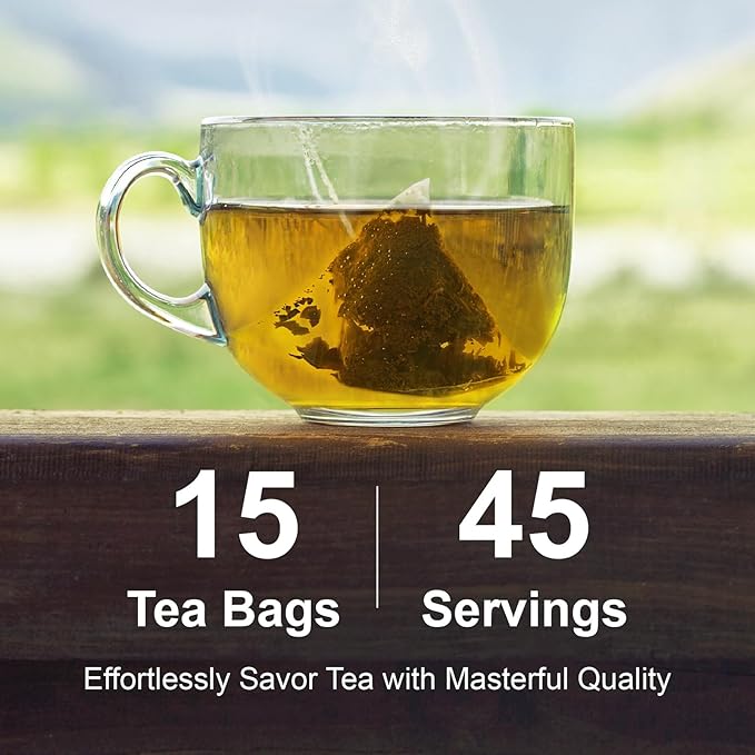 Jemutecha Organic White Tea 15 Tea Bags, 100% Pure Handpicked Award-Winning Tea, Clean & Smooth Taste, Caffeinated, Non-GMO, Premium Taiwanese Asian Tea, Rich in Theanine for Everyday Wellness