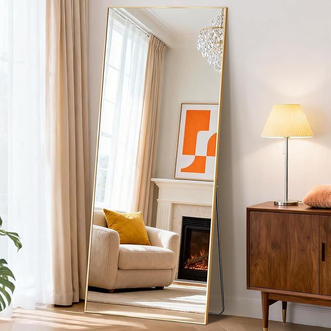 NEWBULIG Full Length Mirror, Upgraded Body Wall Mirrors with Shatter-Proof Glass, Floor Standing Mirror, Home Wall Decor