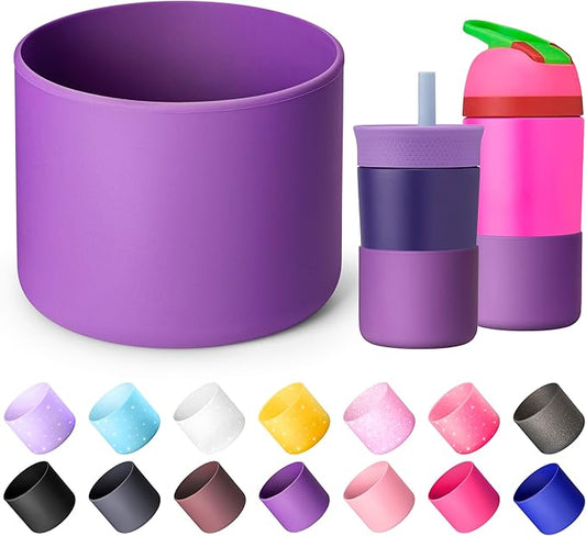 Silicone Boot for Owala 14/16 oz Water Bottle, Anti-Slip Protective Sleeve for Owala 12 oz Kids Tumbler, Boot Bottom Base fit Flip 14 oz Insulated Stainless-Steel Water Bottle (Purple)
