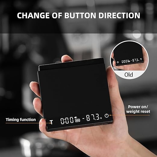 MHW-3BOMBER Mini Coffee Scale with Timer,Rechargeable Espresso Scale with Gravity Sensing,2kg/0.1g Precision Scale for Espresso&Pour-Over Coffee,Portable Digital Kitchen Scale,Black ES6029B-OS