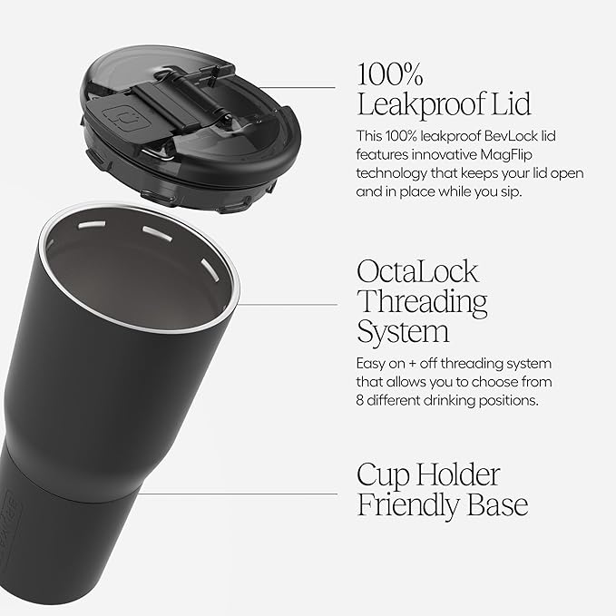 BrüMate Nav 35oz 100% Leak Proof Insulated Travel Tumbler with Magnetic BevLock™ Lid - Double Wall Cup-Holder Friendly Stainless Steel Mug (Dune)