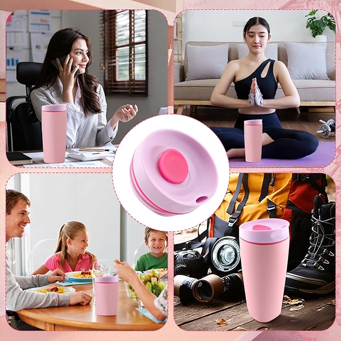 Replacement Lid for Owala SmoothSip Slider 20oz & 12oz, Top Cover Compatible with Owala 24oz Coffee Tumbler, Coffee Travel Mugs Leakproof Accessories, BPA-Free (Light Pink)
