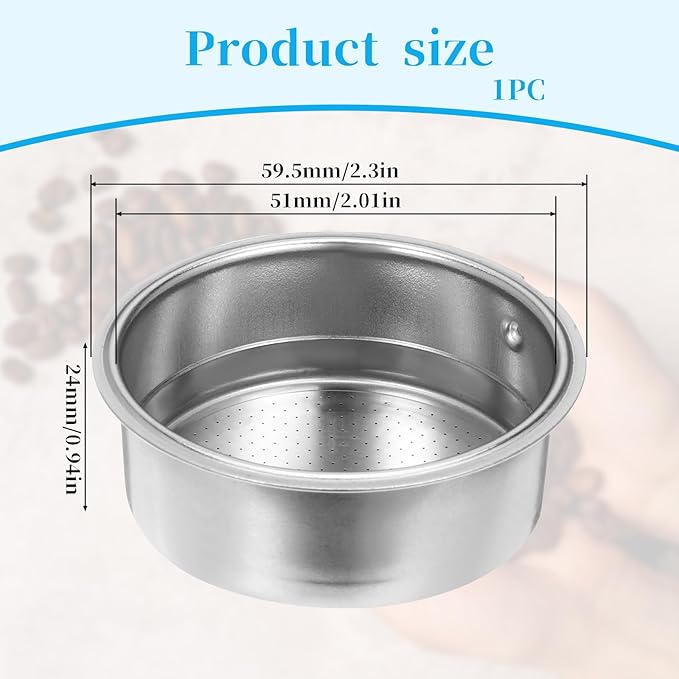 51mm Portafilter Basket, Stainless Steel Coffee Filter, Double Layer Pressurized Filter Basket Filter Basket Machine Parts for Coffee Machine Coffee Machine Replacement Accessories