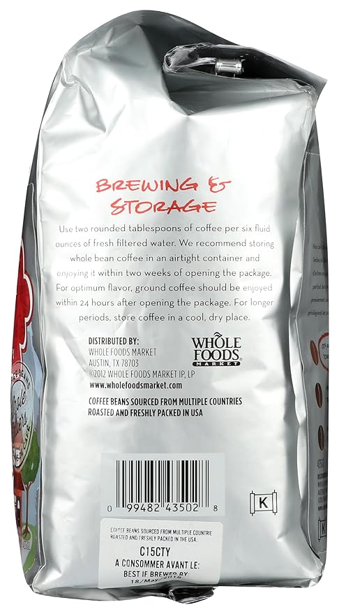 365 by Whole Foods Market, Hometown Blend Whole Bean Coffee, Medium-Light Roast, 24 Ounce