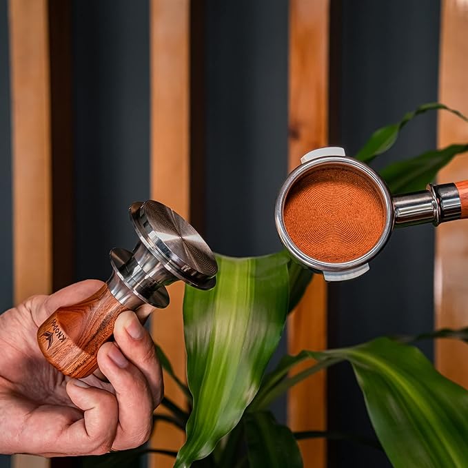 KNODOS Breville Espresso Accessories Kit 54mm Bottomless Portafilter, Auto-Level Tamper, Coffee Distributor, Dosing Funnel with Puck Screen & Wooden Tamping Station
