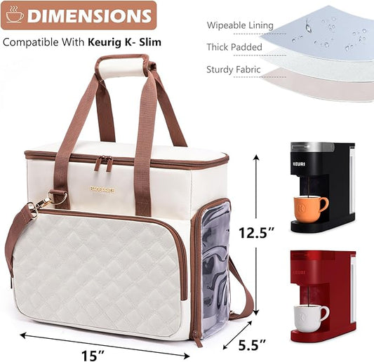 BAGSPRITE Travel Coffee Maker Carrying Case for Keurig K-Mini Plus & K-Slim – Portable Single Serve Coffee Machine Storage Bag with Accessories Space, Coffe Maker Travel Bag