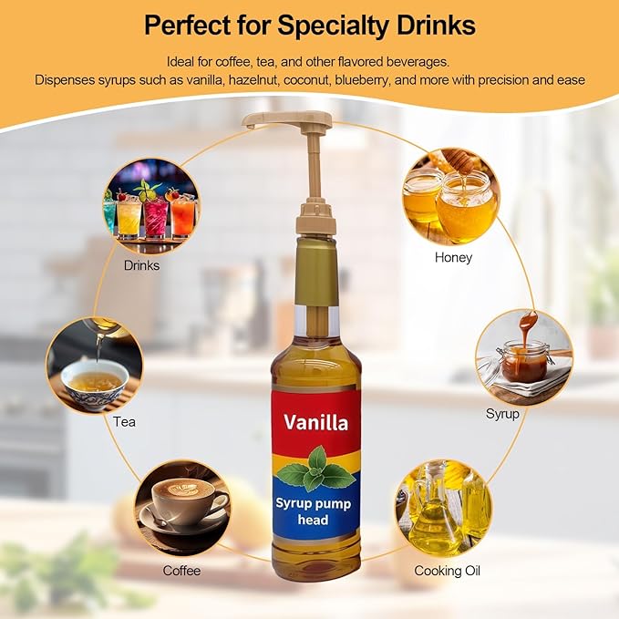 12 Pack Coffee Syrup Pump Dispenser Ideal for Coffee, Tea, and Specialty Drinks Precise Dispensing & Lockable Design for 25.4 Oz Syrup Bottle Easy-to-Use Dispenser Fits Home & Coffee Bar