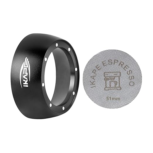IKAPE Magnetic Dosing Funnel Set, 51MM Espresso Dosing Ring & Puck Screen Kit Compatible with 51 mm Bottomless Portafilter - with 10 Small Magnet (Black)
