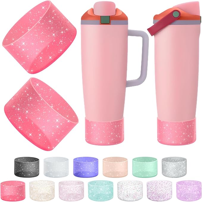 2PCS Silicone Boot Compatible with Owala 30oz & 40oz FreeSip Sway Bottles & Tumblers, Protective Anti-Slip Bottom Cover Sleeve for Freesip Sway Tumbler