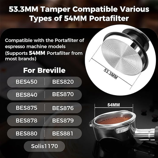 IKAPE 53MM Espresso Tamper Kit 6 in 1, Coffee Tamper, WDT Tool, Magnetic Dosing Funnel, Puck Screen, Milk Pitcher, Cleaning Brush