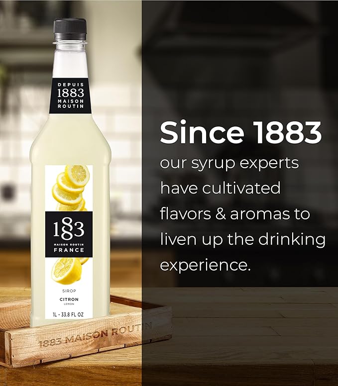 1883 Lemon Syrup for Drinks, Made in France, 1 Liter Plastic Bottle