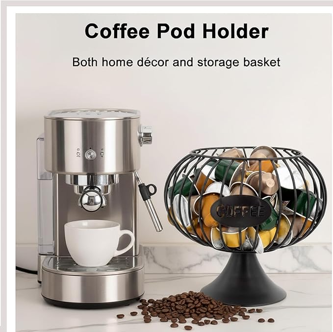Coffee Creamer Holder Large Capacity Holder for k Holder Organizer for Counter - Coffee Decor Station for Pods, Espresso, Capsules, Creamer, (Black-DD)