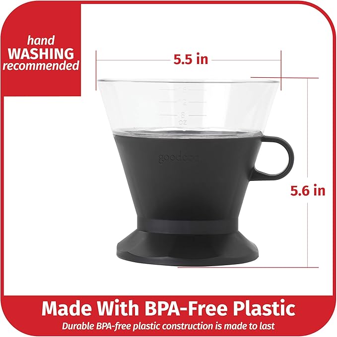 GoodCook Koffe BPA-Free Plastic Auto-Drip Pour Over Coffee Maker with #2 Paper Filters,Black