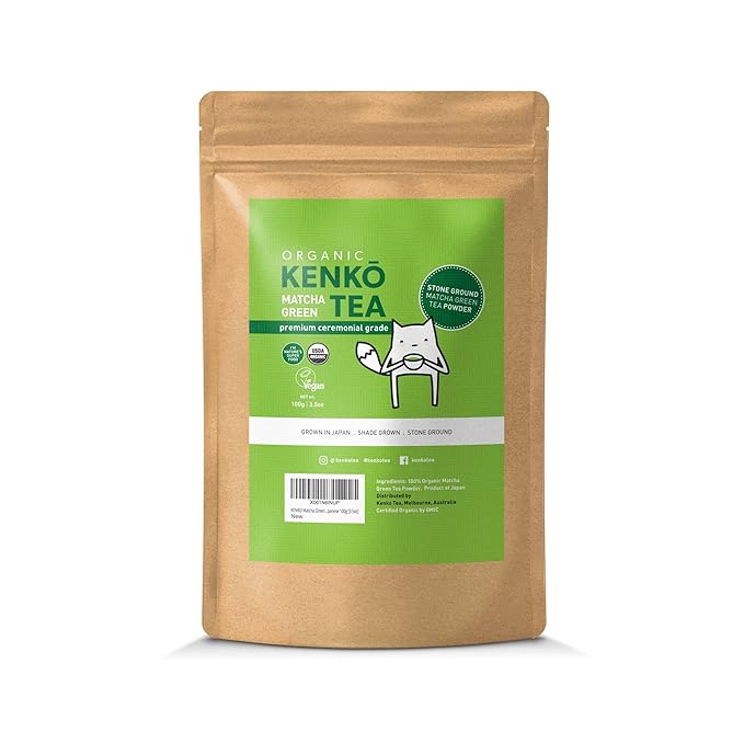 KENKO Matcha Green Tea Powder [USDA Organic] Ceremonial Grade, Authentic, First Harvest, Quality Japanese Matcha for Better Health & Energy. 50 Servings in a 100g [3.5oz] Bag