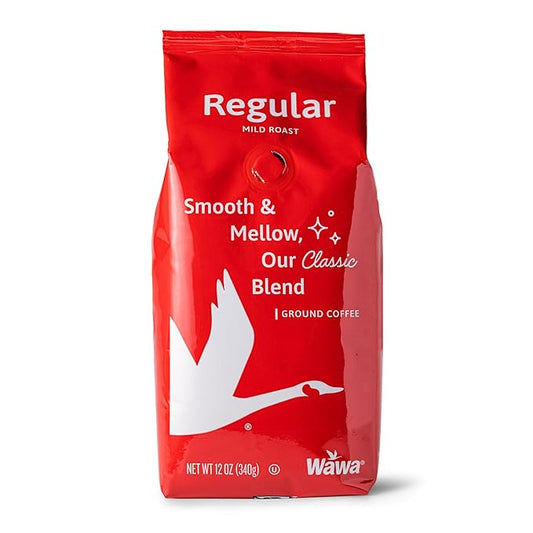 Wawa Ground Coffee Mild Roast, 12 oz Bag, Regular Smooth & Balanced Classic Blend For Hot or Iced Coffee, Slightly Sweet, 100% More Responsibly Sourced from Rainforest Alliance Certified Farms