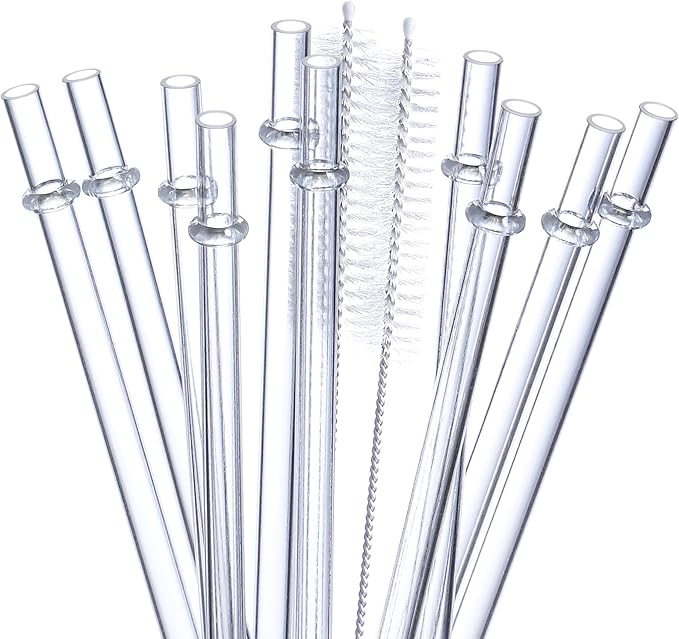 24 Pack, HIGHLY Transparent Reusable Plastic Straws with 4 Cleaning Brushes, 10.5 in Long Drinking Straws, Clear Replacement Straw for 16 24 30 32 OZ Tumblers, Cups, Jars, YETI, Starbucks - BPA FREE