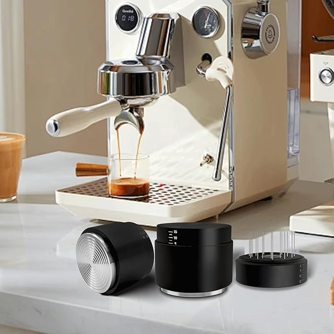 3-in-1 Coffee Distributor and Tamper with WDT Tool – Espresso Distribution Tool Set, Professional Espresso Accessories Kit, Fits 51mm Portafilters (51mm)