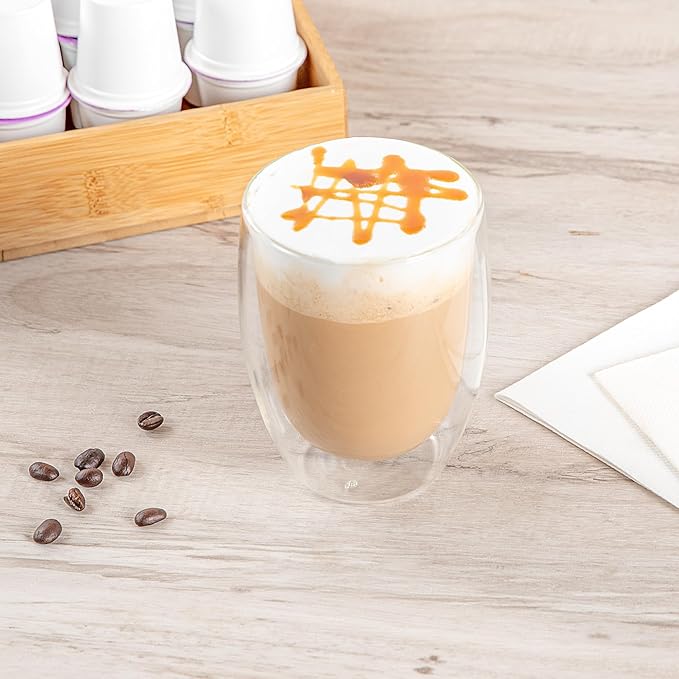Restaurantware Coffee Cup 12 Pack of 11.8 oz Insulated Double-Wall Glass Borosilicate Coffee Cup Espresso Shot Dishwasher Safe For Hot Drinks