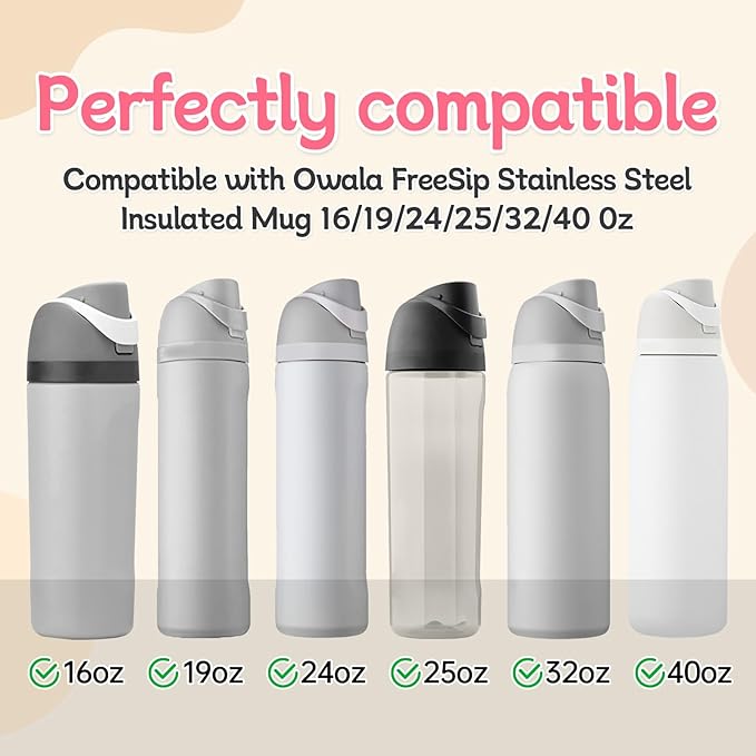 2 Sets Replacement Stopper and O Ring Gasket Compatible with Owala FreeSip 24oz 32oz,Water Bottle Lid Insert Cap Rubber Seal Parts for Owala 16/19/24/32/40oz Mouthpiece Accessories F8
