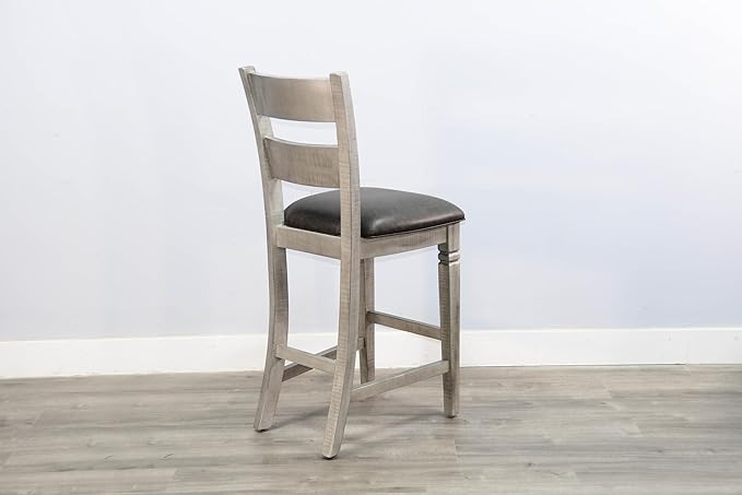 Alpine Bar Seat, Ladderback Barstool,Cushion Seat,30''(Alpine Grey Finish)