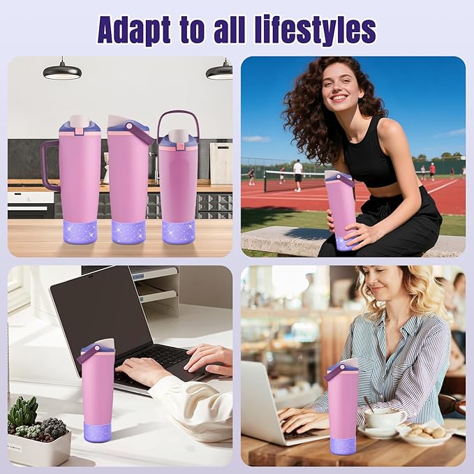 2PCS Silicone Boot Compatible with Owala 30oz & 40oz FreeSip Sway Bottles & Tumblers, Protective Anti-Slip Bottom Cover Sleeve for Freesip Sway Tumbler