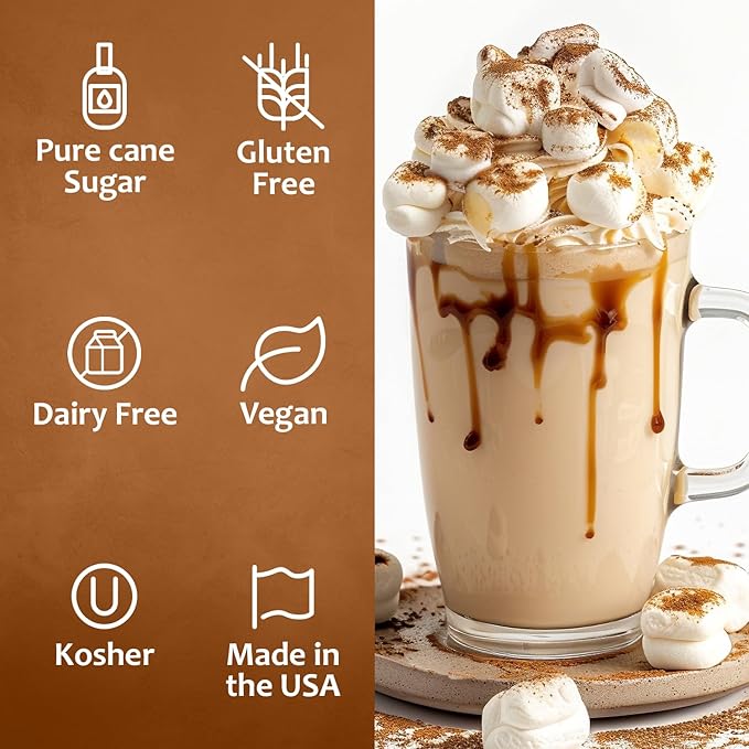 Syruvia Coffee Syrup, Toasted Marshmallow Flavored Syrup for Drinks, Lattes, and Desserts – 25.4 fl oz, With Pump