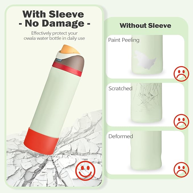 2PCS Silicone Boot for Owala 24oz FreeSip Water Bottle, Anti-Slip Scratch-Resistant Bottom Sleeve, Protective Sports Bottles Accessories, BPA-Free