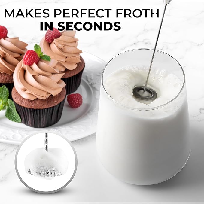 Zulay Powerful Milk Frother Handheld Foam Maker for Lattes - Whisk Drink Mixer for Coffee, Mini Foamer for Cappuccino, Frappe, Matcha, Hot Chocolate by Milk Boss - Honeybee