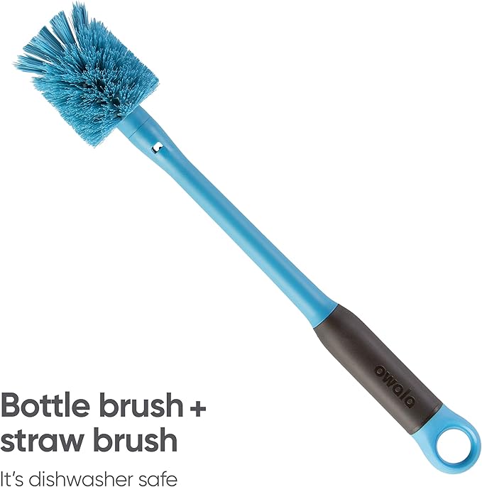Owala 2-in-1 Water Bottle Brush Cleaner and Straw Cleaner Brush,Water-Bottle-Brush with Removable Head and Twist n Hide Straw-Brush,Smokey Blue,(Pack of 12)