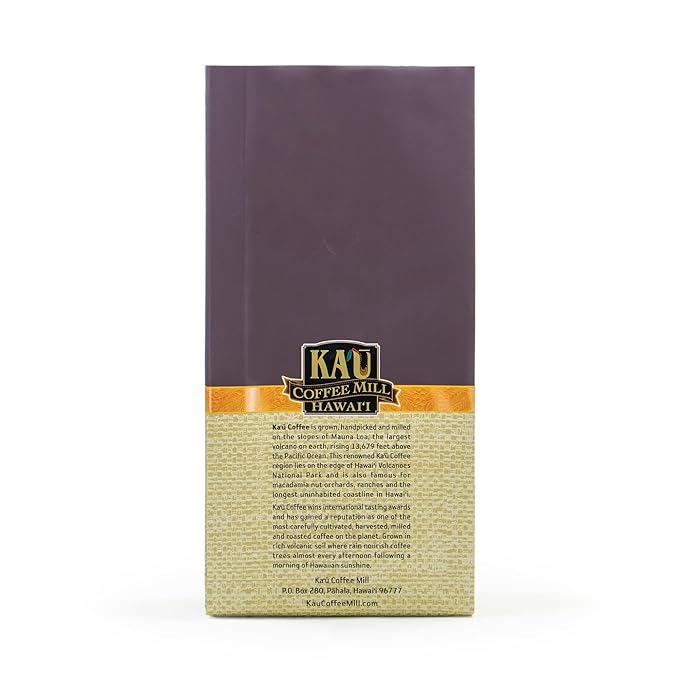 Ka'u Coffee Mill Natural Dark Roast Whole Bean Coffee - Fruit, Spice, Cocoa & Molasses Notes - Handpicked & Naturally Processed Hawaii Grown Arabica Beans - Gourmet Premium Small Batch - 16oz