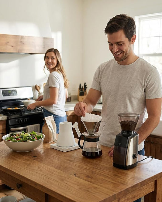 AGOGO Portable Pour Over Coffee Maker V60 Set - Easy Cleaning Compact 304 Stainless Steel Dripper for Camping & 50 Filters Paper & Cleaning Rag Silvery V60