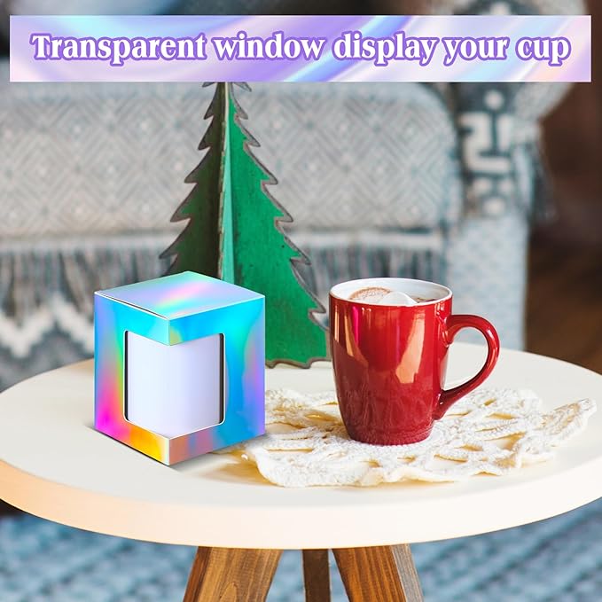 Harloon 36 Pack Mug Boxes for Gifts Coffee Mugs Boxes Gift for Shipping Sublimation Transparent Wine Glass Gift Packaging Box for Blanks 11oz, 12oz, 15oz Wrapping(Laser)
